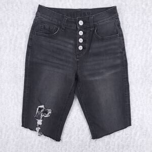 Justice DIY Cut-off Jeggings Shorts Wmns 2/Girls 14 Black High Rise Distressed